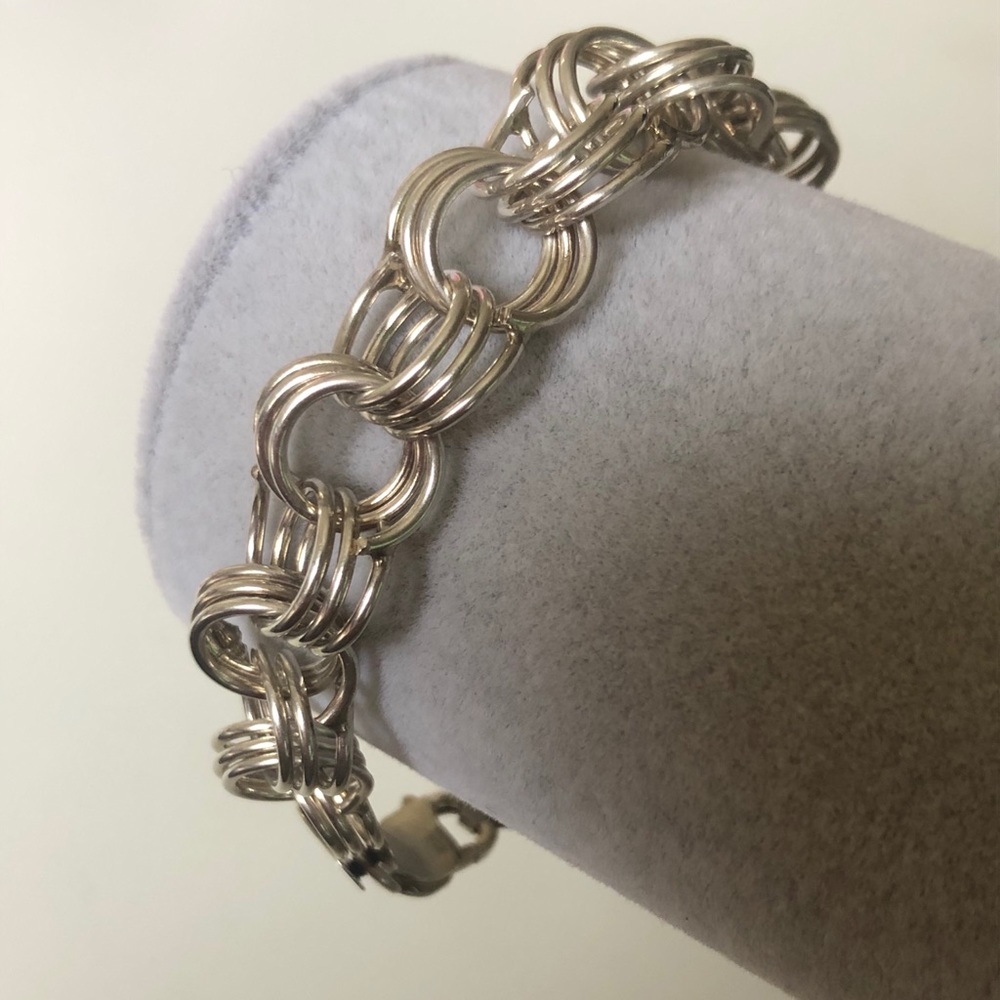 Unisex handmade chain 925 silver 3-circle bracelet